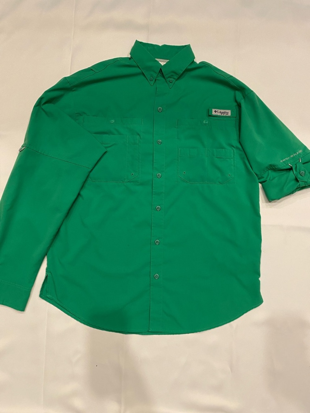 Columbia PFG Men’s S Bright Green Long-Sleeve Button-Down Shirt
